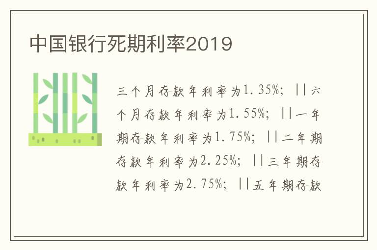中国银行死期利率2019