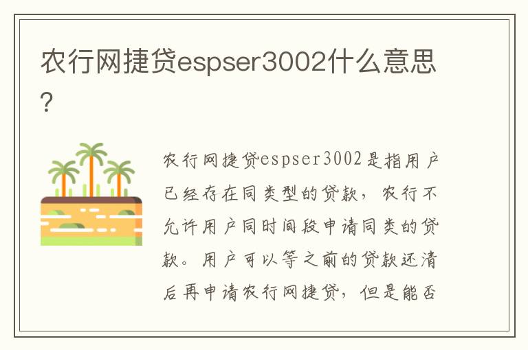 农行网捷贷espser3002什么意思？