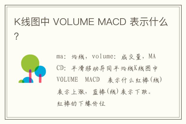 K线图中 VOLUME MACD 表示什么？
