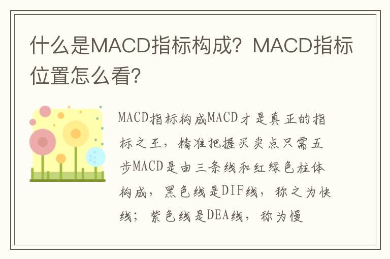 什么是MACD指标构成？MACD指标位置怎么看？