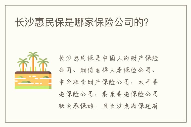长沙惠民保是哪家保险公司的？
