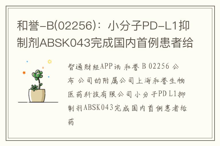 和誉-B(02256)：小分子PD-L1抑制剂AB