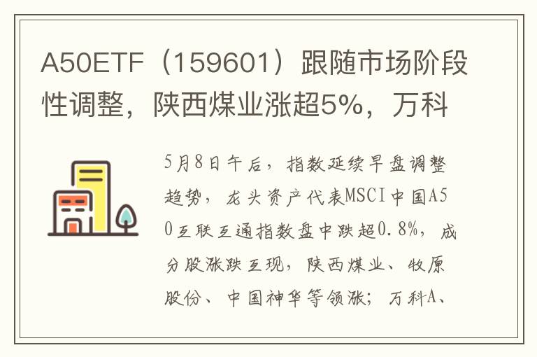 A50ETF（159601）跟随市场阶段性调整，陕西煤业涨超5%，万科A领跌