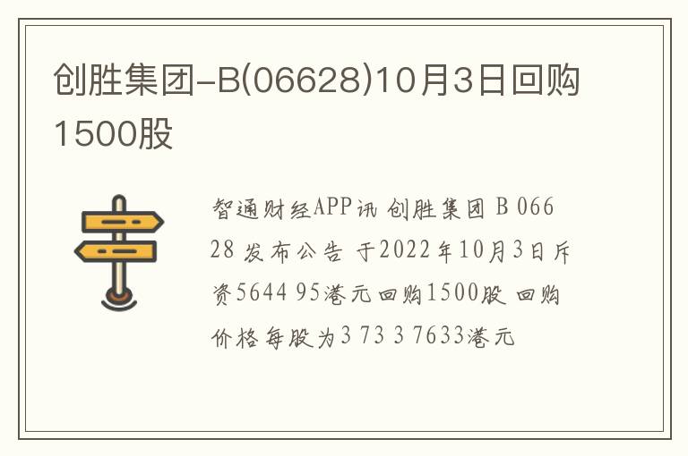 创胜集团-B(06628)10月3日回购1500股
