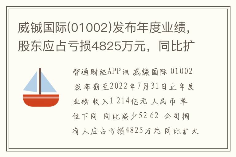 威铖国际(01002)发布年度业绩，股东