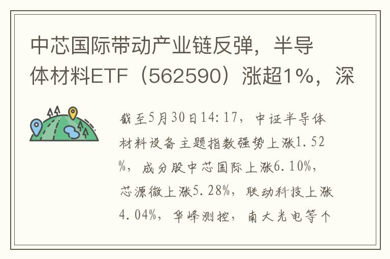 中芯国际带动产业链反弹，半导体材料ETF（562590）涨超1%，深度布局“设备+材料”